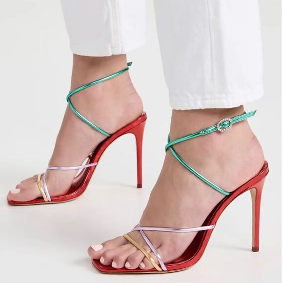 Sophia Webster Rosalia Colorblock Leather Ankle-Strap Sandals size 38 - Picture 2 of 12